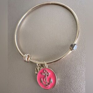NEW Pink Anchor Gold Charm Bracelet NWOT Coral Nautical Diamond Bangle